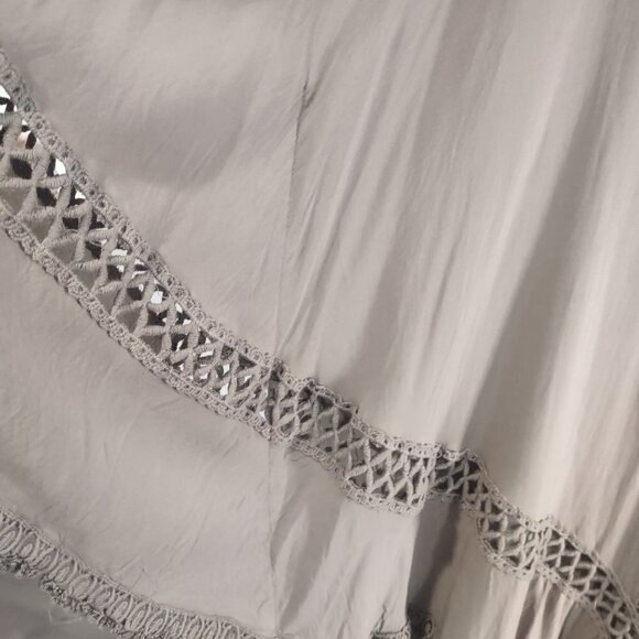 NWT Monoreno Mushroom Brown Crochet Fringe Poncho Top Size L - Picture 7 of 8